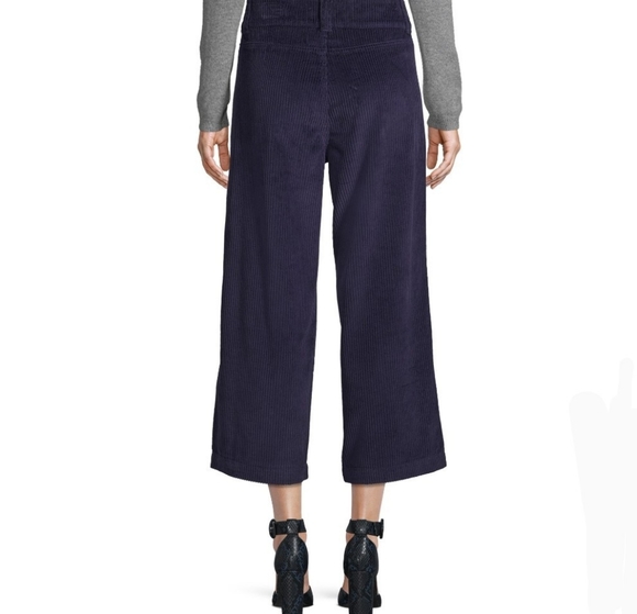 Per Se | Green Wide-Leg Cropped Corduroy Culottes - Picture 5 of 7